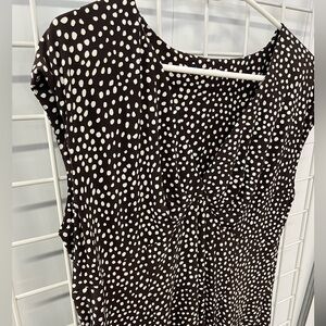 Adorable Swingy Vintage Chaps brown with cream polka dots dress